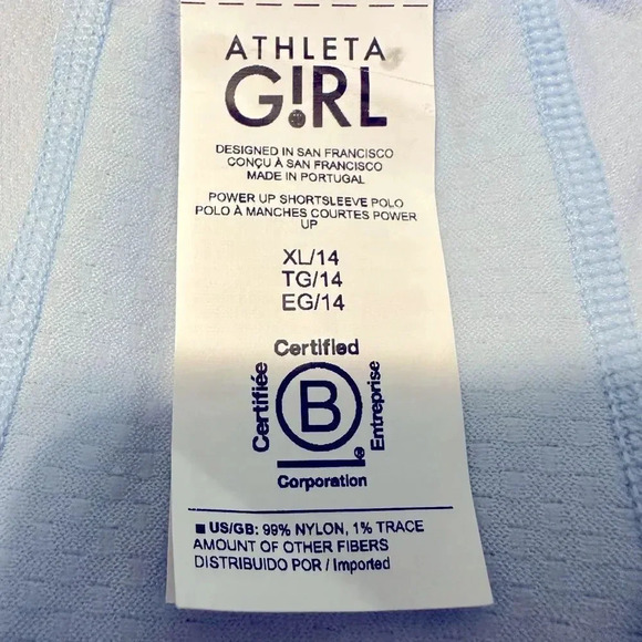 Athleta Girl Oasis Blue Power Up Active 1/4 Zip Polo Shirt Girls XL 14 - Picture 3 of 6